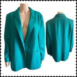 Forcaster Of Boston Vintage Womens Teal Button Blazer Sz 16 100% Pure Wool